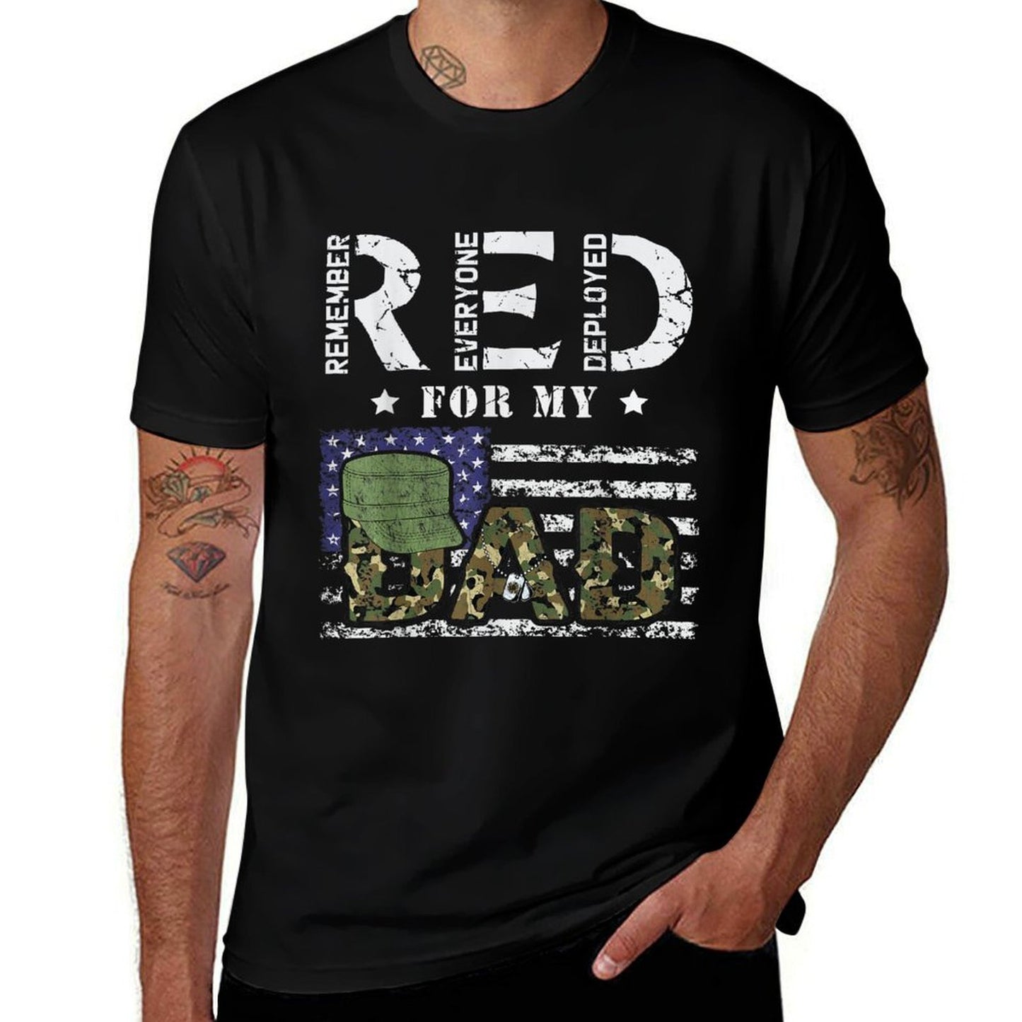 Wear Red Friday Military For My Dad Deployed Daddy USA for Women Kids Men  Cotton T-Shirt