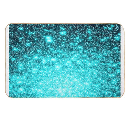 Teal Galaxy Sparkle Stars Ombre  Eco-Friendly Bath Mat