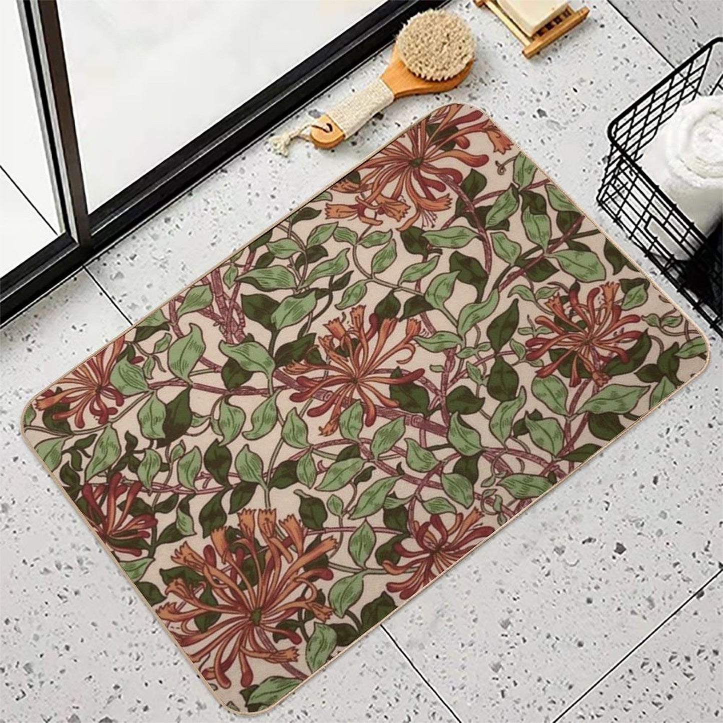William Morris Floral Design  Absorbent Bath Mat