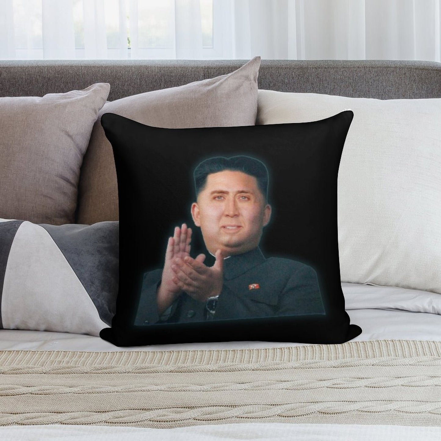 Nicolas Cage Supreme Leader - Nicholas Cage - Nick Cage - Nic Cage Soft Easy Maintenance Throw Pillow