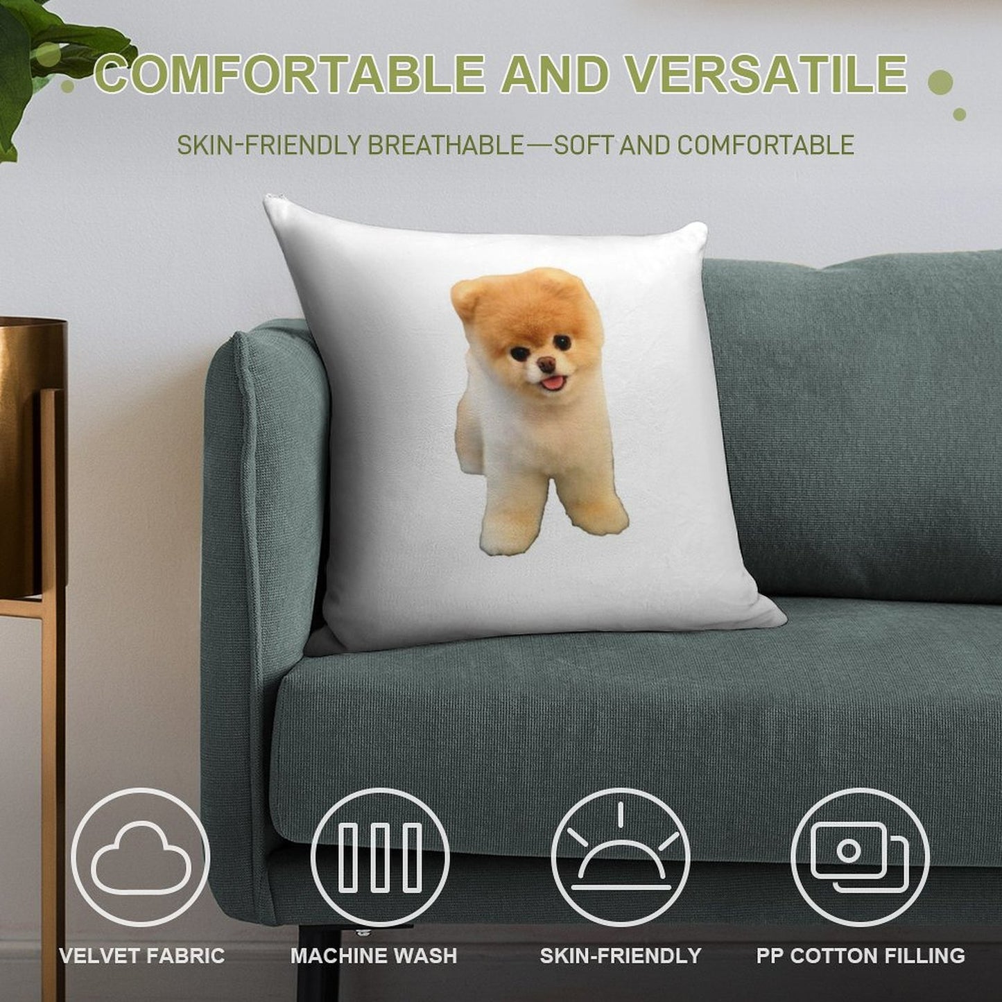 Cute Boo Puppy Soft Anti-Pilling Throw Pillow