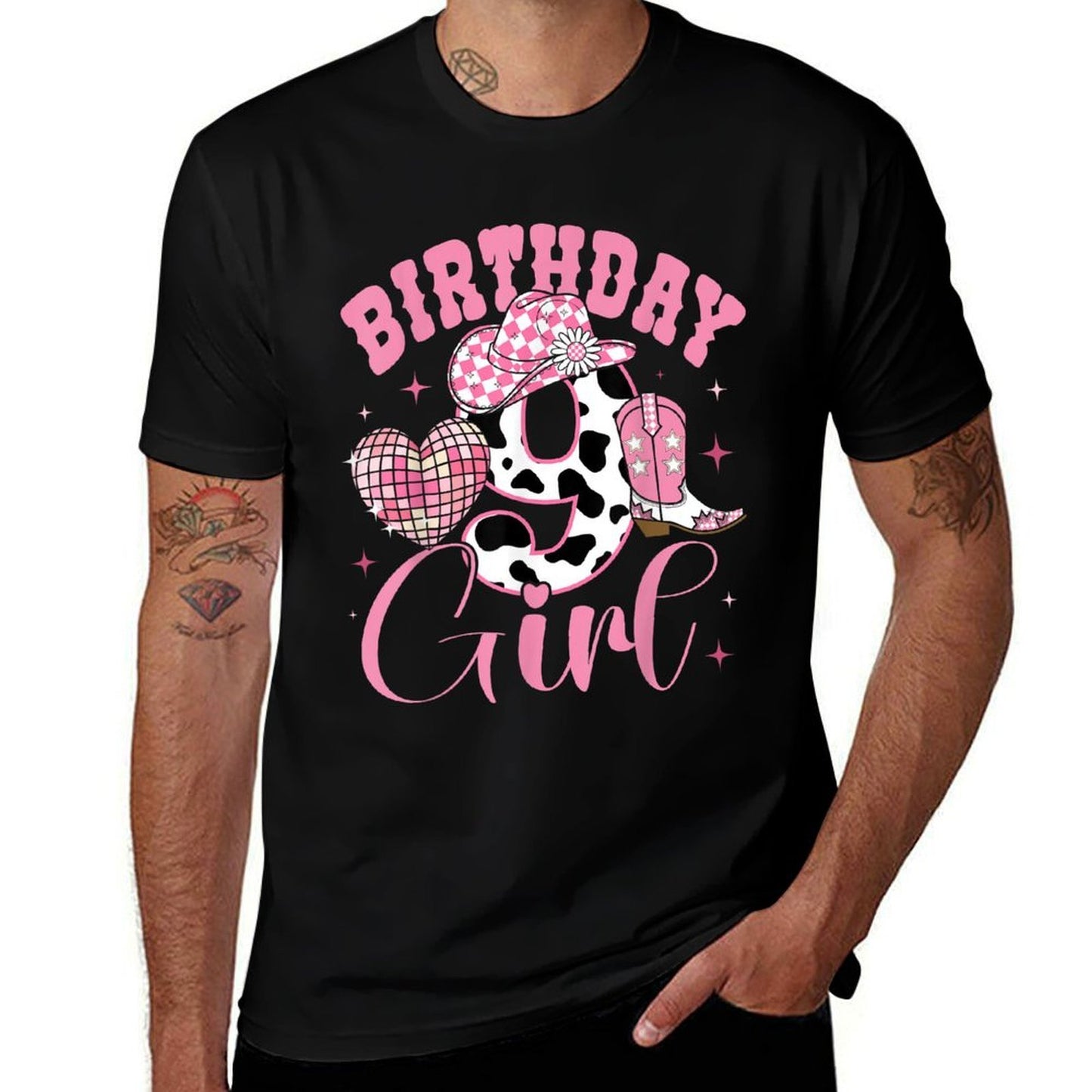 Happy 9th Birthday Girl Outfit Rodeo Western Cowgirl Cowboy  Relaxed-fit T-Shirt