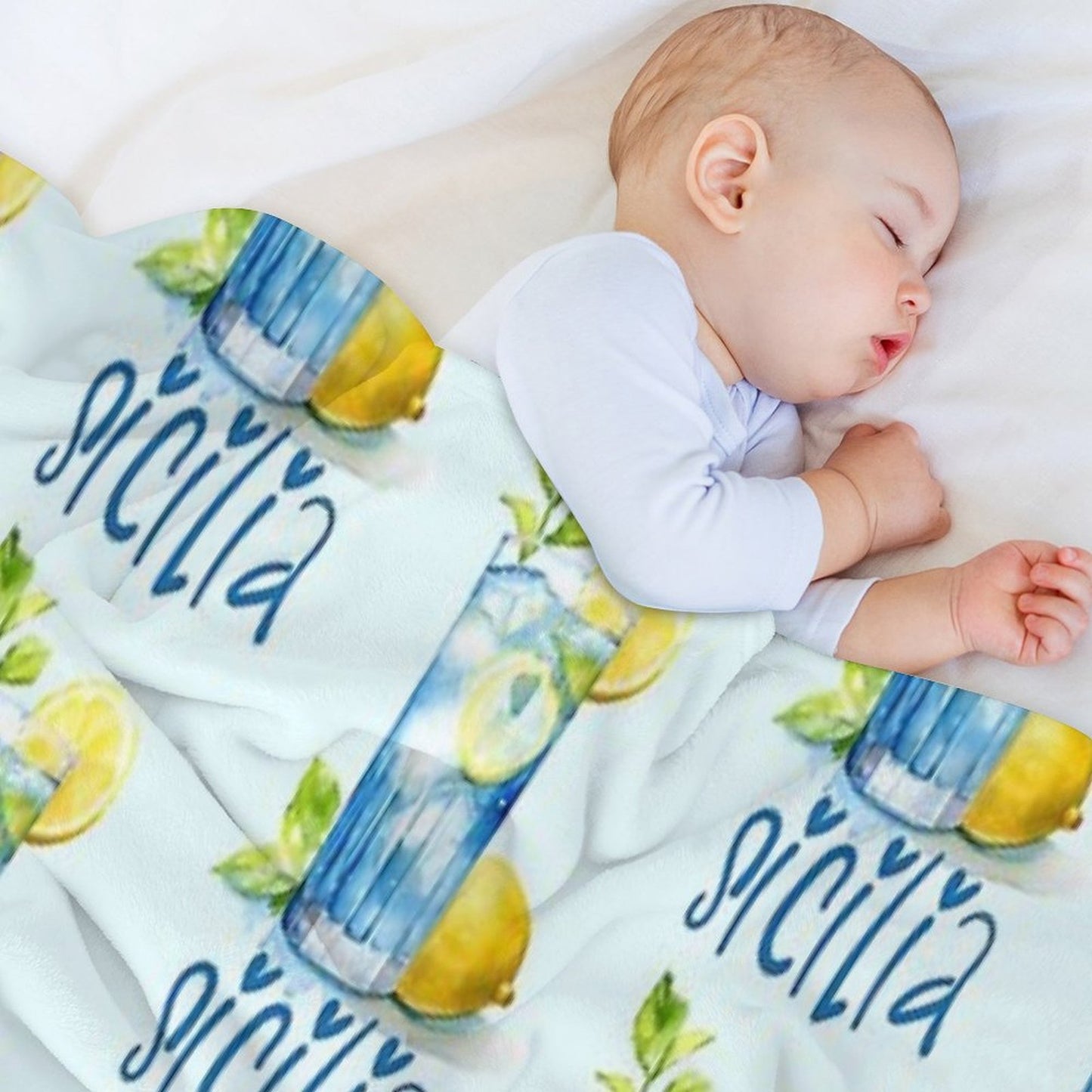 Sicilia Love – Italian Lemonade Watercolor Design Machine-washable Throw Blanket