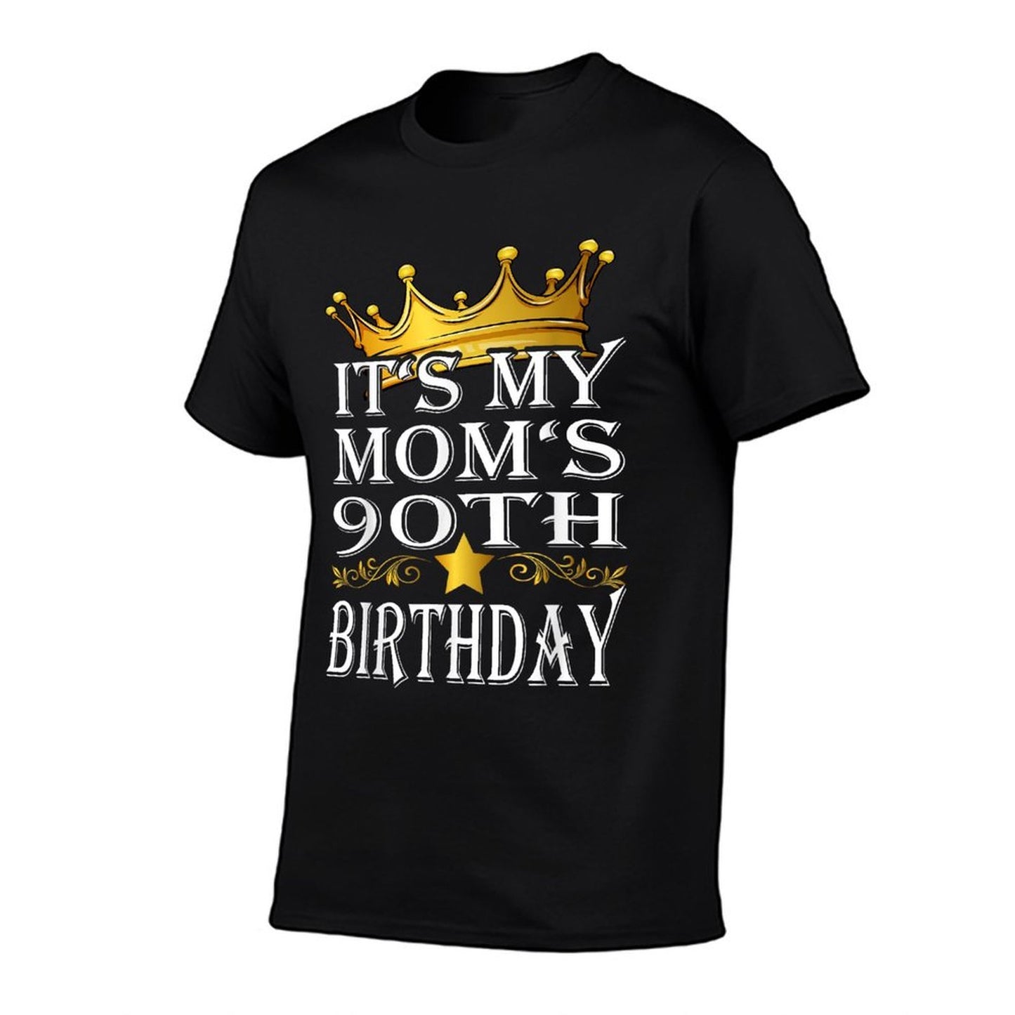It's My Mom's 90th Birthday Crown Women's 90th Birthday  Ribbed Collar T-Shirt