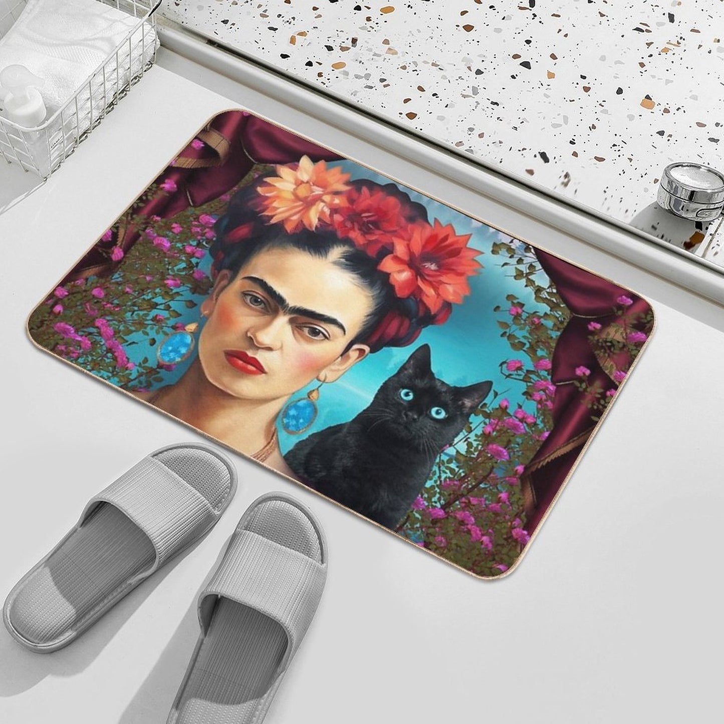 Frida Kahlo 2  Pet-Safe Bath Mat