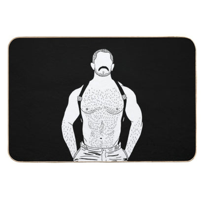 Gay Muscle Bear with Suspenders  Toxin-Free Bath Mat