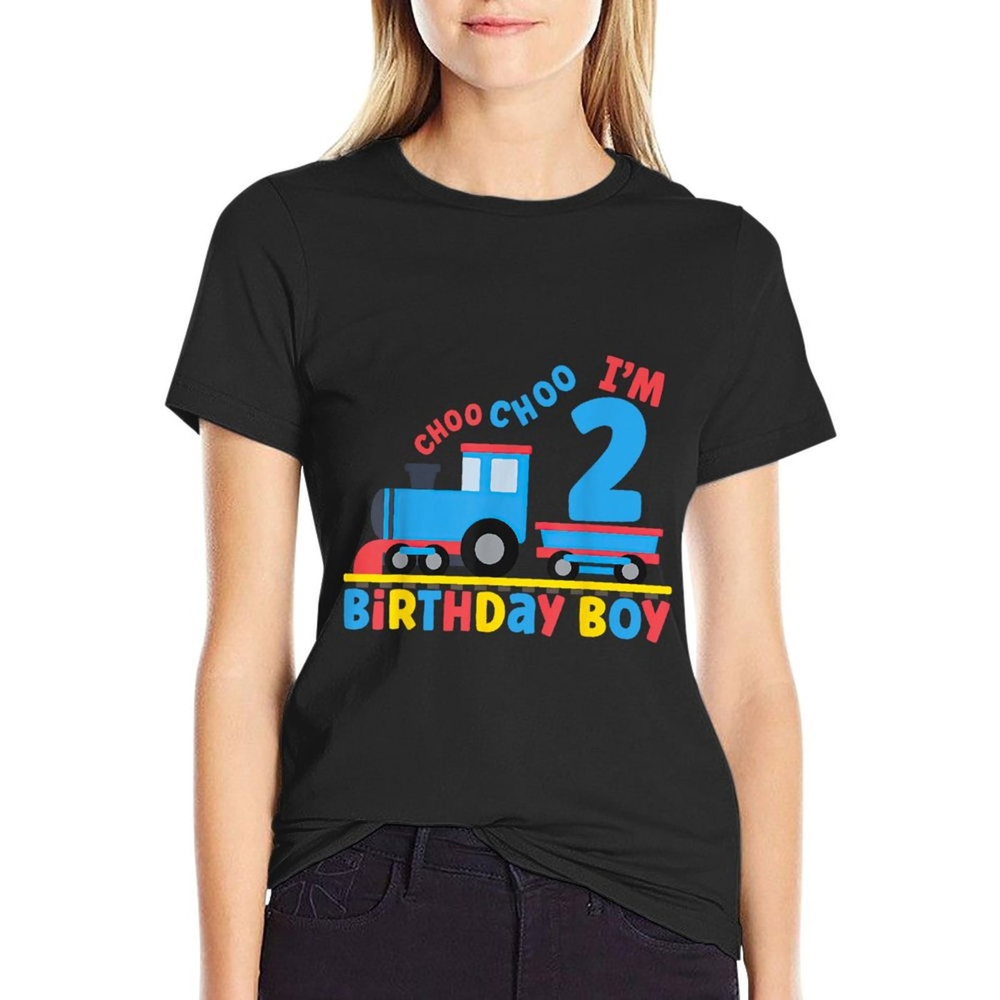 It's My 2nd Birthday Boy Choo Choo Train 2 Years Old Kids  Heathered Texture T-Shirt