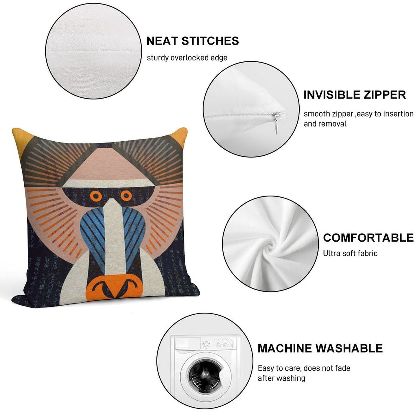 Mandrill Soft Anti-Pilling Throw Pillow
