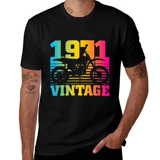 Vintage 1971 Retro Motocross Dirt Bike 50th Birthday  Relaxed-fit T-Shirt