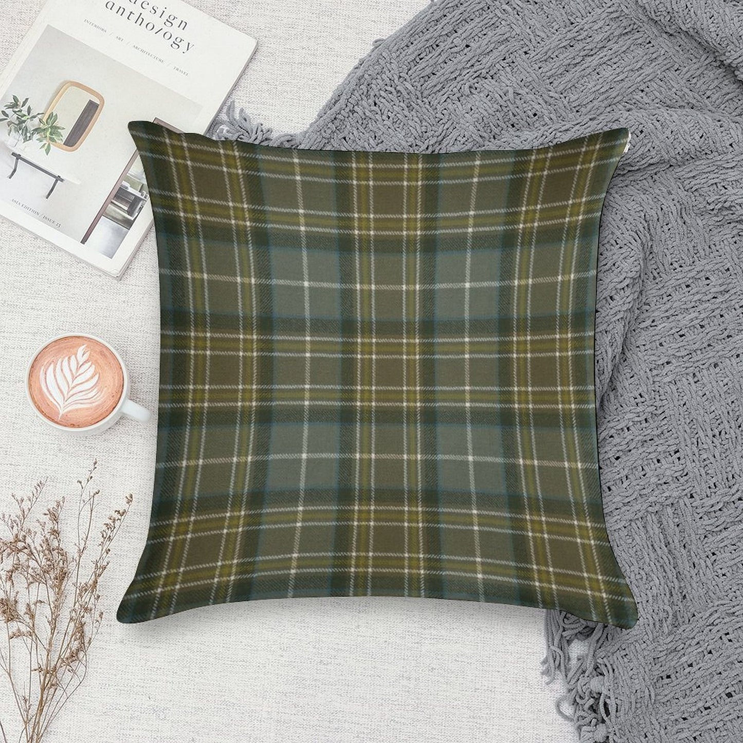MacKellar Weathered Original Scottish Tartan Soft Short Plush Fabric Throw Pillow