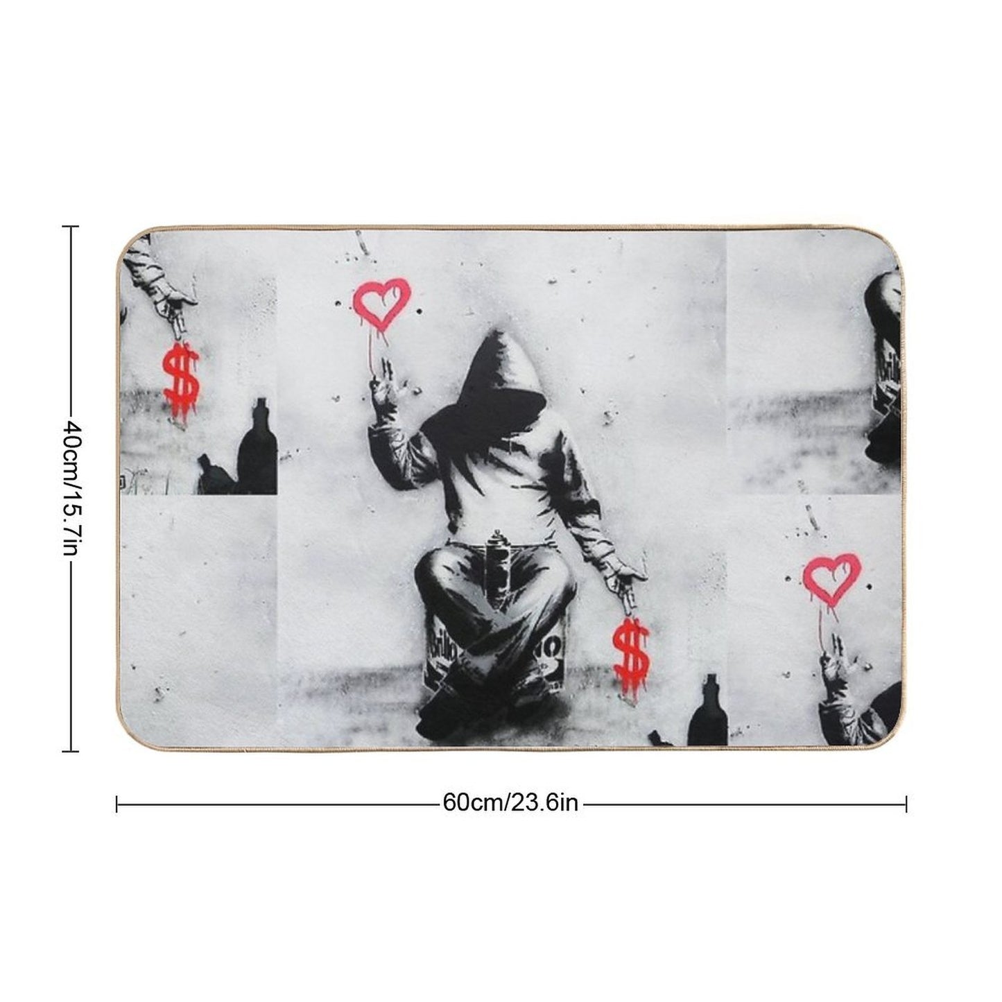 Banksy Love Over Money Iconic Street Art  Eco-Friendly Bath Mat