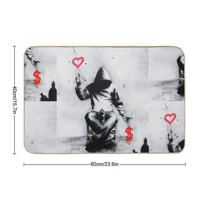 Banksy Love Over Money Iconic Street Art  Eco-Friendly Bath Mat