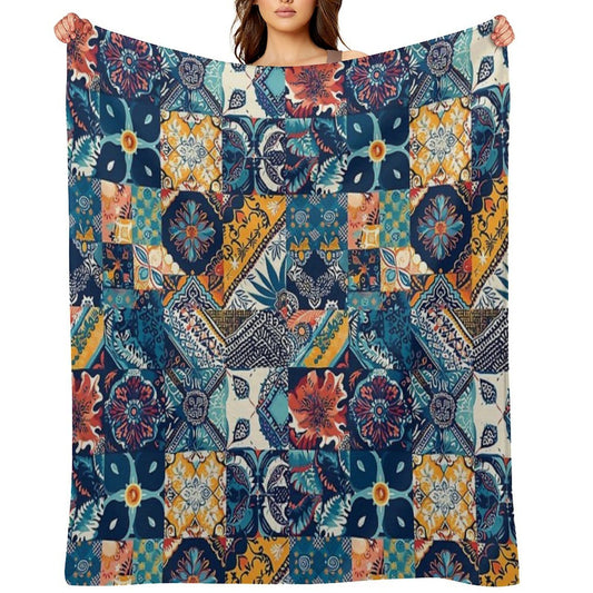 Bed Cover Patchwork Plush Throw Blanket