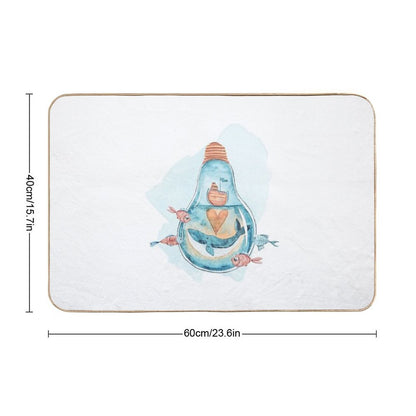 Cute Watercolor Whale Illustration  Long-Lasting Bath Mat