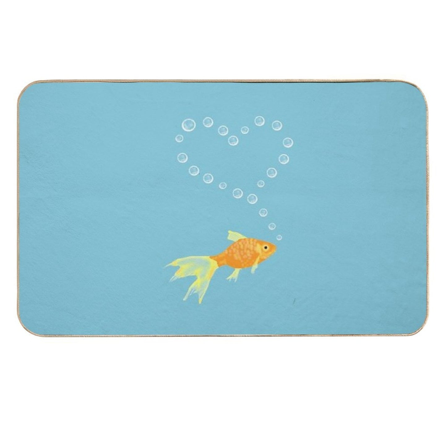 Goldfish Surrounded by Bubble Heart  Stain-Proof Bath Mat