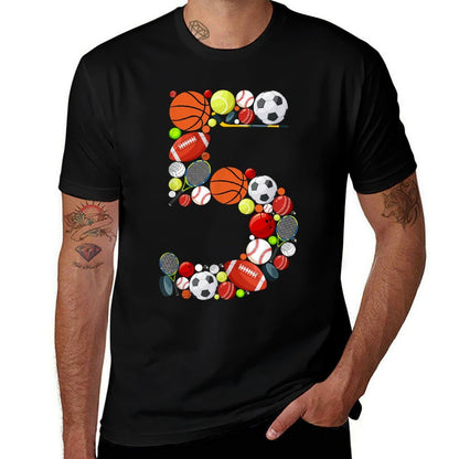 Kids Sports Birthday 5 Year Old 5th Birthday BOY  Durable T-Shirt