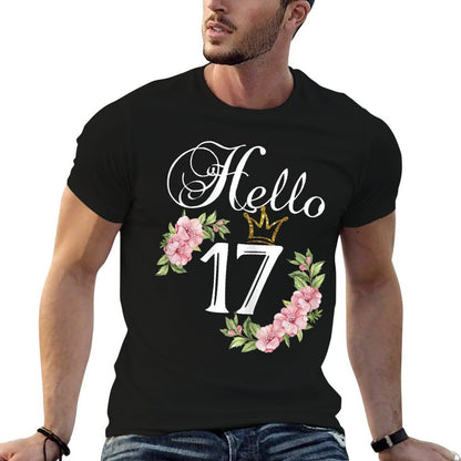 Womens Hello 17 with Flowers & Crown 17th Birthday  Quick-drying T-Shirt