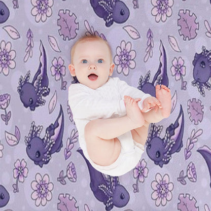 Floral Speckled Axolotl Pattern - Winter Edition Multi-functional Throw Blanket