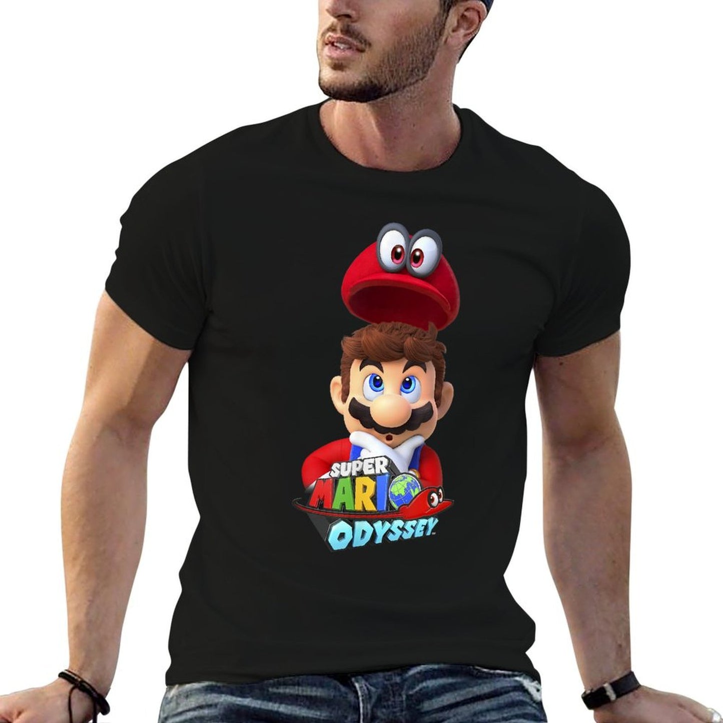 Super Mario Odyssey Game Logo Cappy Mario Graphic  Durable T-Shirt