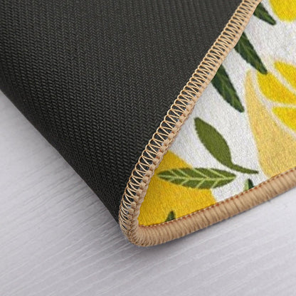 Lemon Blooms on White  Anti-Trip Bath Mat