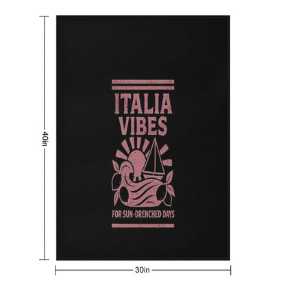 Italia Vibes T-Shirt, Sun Drenched Days Tee, Summer Sailing Shirt, Italy Inspired Graphic Tee, Coastal Escape T-Shirt Anti-pilling Throw Blanket