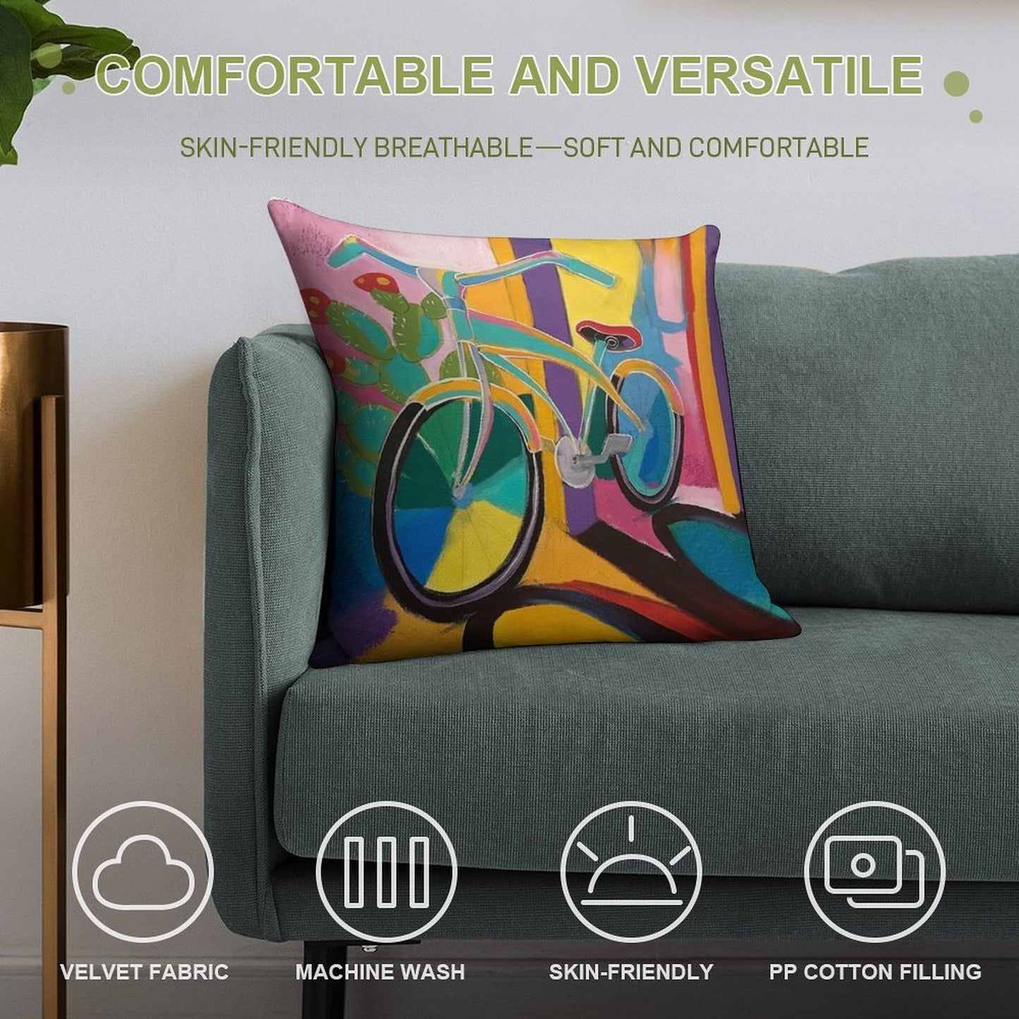 La Bicicleta Soft Luxury Feel Throw Pillow