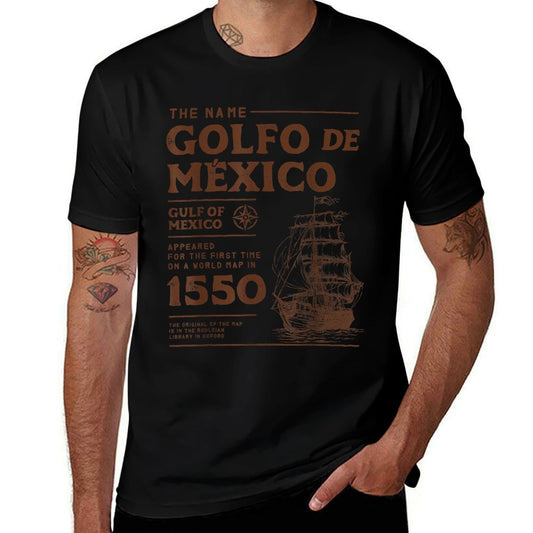 Gulf of Mexico Name Origin 1550  Ribbed Collar T-Shirt