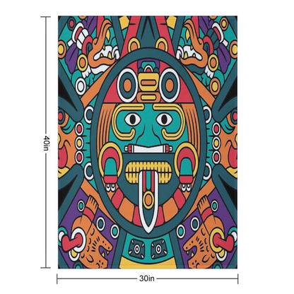 Mayan Aztec Calendar Art Comfort Throw Blanket