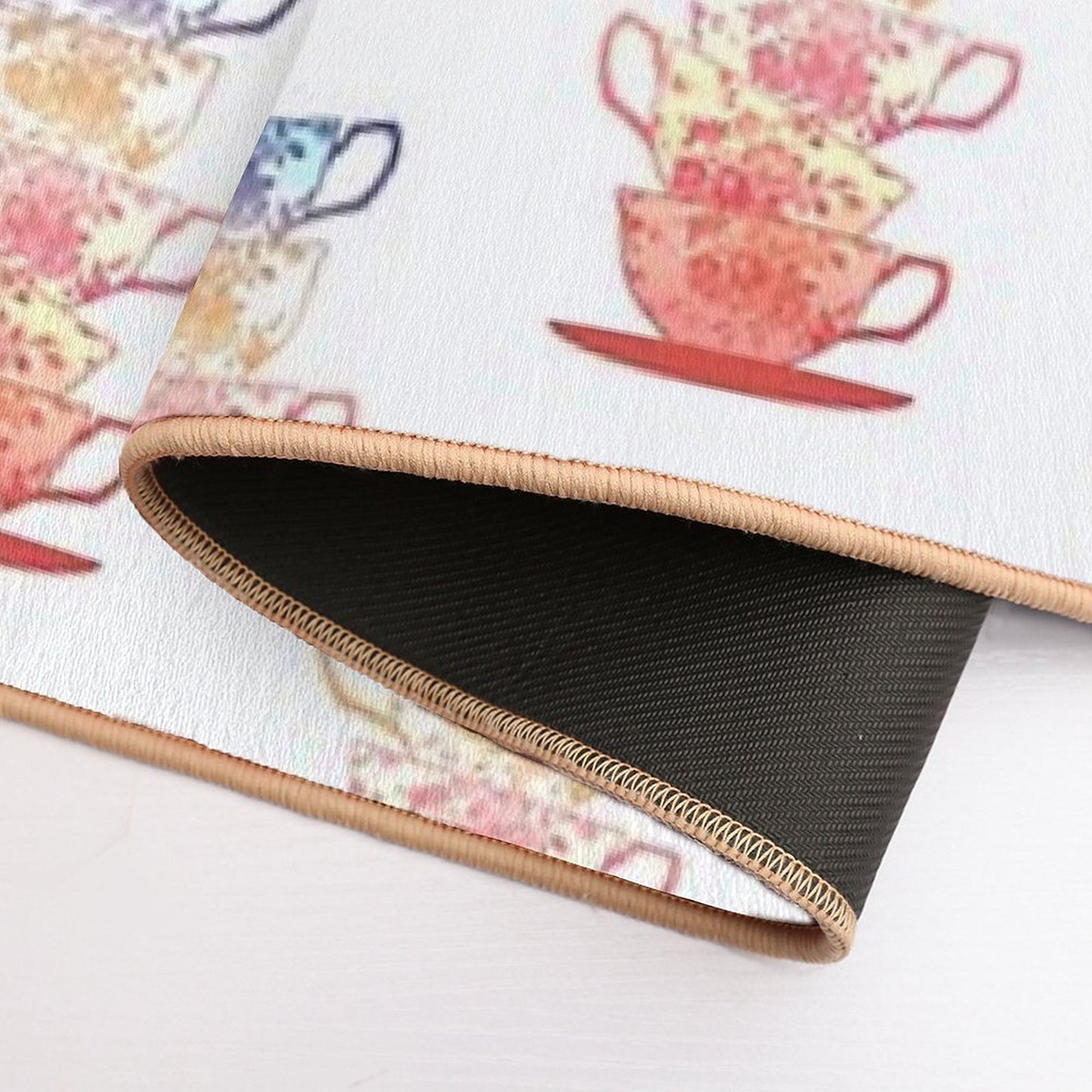 Stack of Cute Vintage Retro Teacups  Odorless Bath Mat