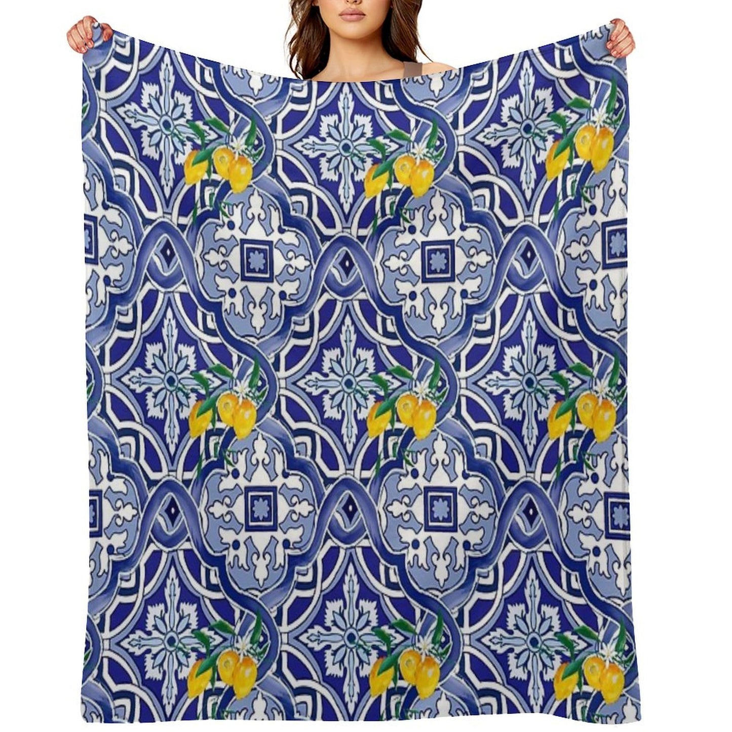 Sicilian Tiles,mediterranean,blue Tiles Compact Throw Blanket