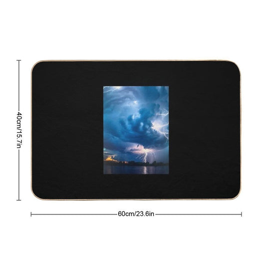 Colossal Storm Dominating Twilight Sky  Dirt-Trapping Bath Mat
