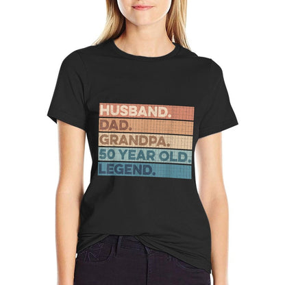 Husband Dad Grandpa 50 Year Old Legend, Retro 50th Birthday  Wrinkle-resistant T-Shirt