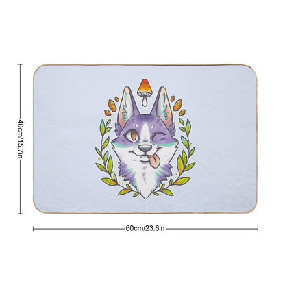 Happy Crystal Doggo  High-Traffic Bath Mat