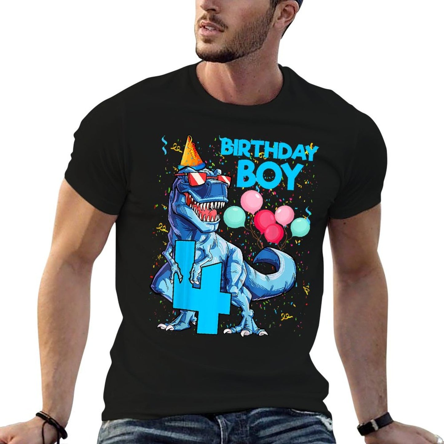 Kids It&#39;s My 4th Birthday Dinosaur Party For 4 Year Old Boy  Eco-friendly Material T-Shirt