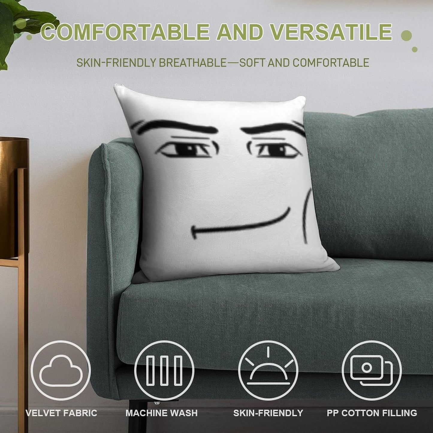 The Man Face Soft Decorative Cover Throw Pillow