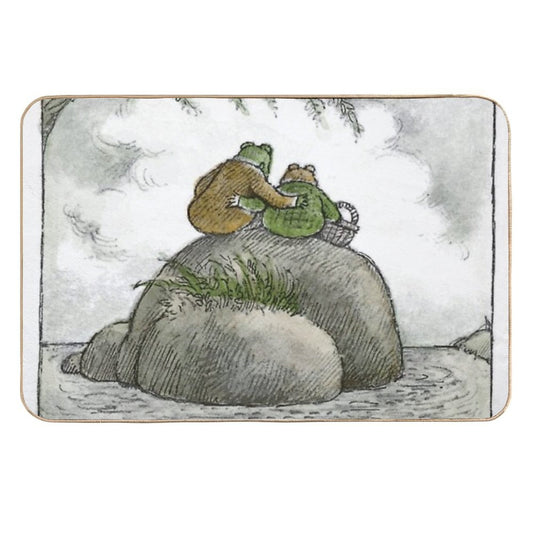 Frog And Toad on The Water  Repositionable Bath Mat
