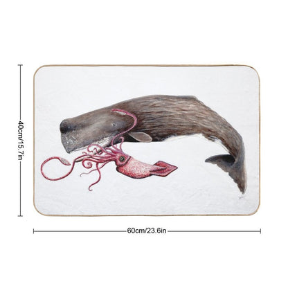 Sperm Whale And Squid Battle  Stain-Proof Bath Mat