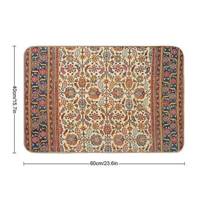 Antique Indian Rug Floral Nature Pattern Print  Pet-Safe Bath Mat