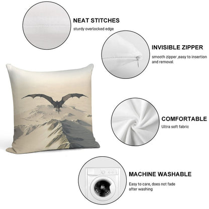 Grey Dragon Flight Over Snowy Mountains Soft Multiple Sizes Throw Pillow