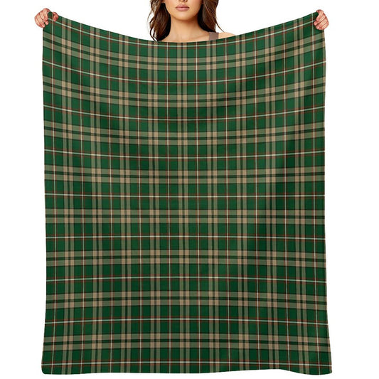 O'Neill Tartan Tan And Green Irish Plaid Easy Care Throw Blanket