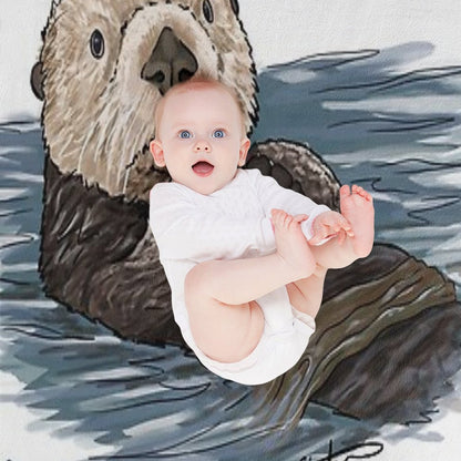 Sea Otter Sketch I'm Otterly Exhausted Durable Throw Blanket