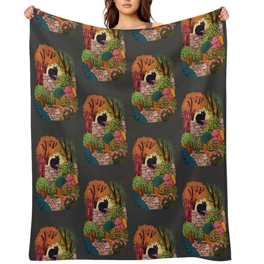 Cat in The Garden Velvety-soft Throw Blanket