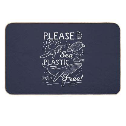 Please Keep Our Sea Plastic Free - Marine Animals  Dirt-Trapping Bath Mat