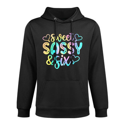 Kids 6th Birthday Girl Sweet Sassy And Six 6 Years Old Girls Versatile Streetwear Hoodie