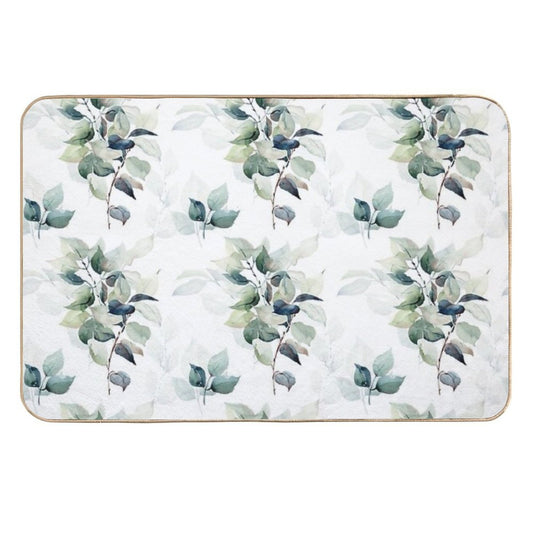 Watercolor Pattern with Leaves  Eco-Friendly Bath Mat