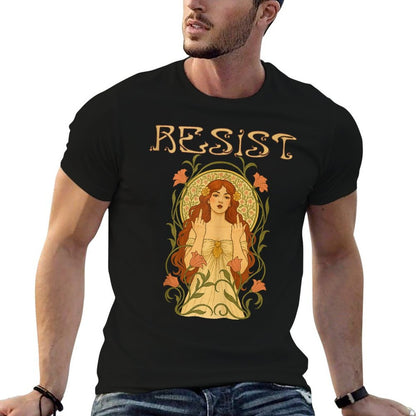 Resist Art Nouveau Mucha Anti Trump Women Feminist  Graphic-printed T-Shirt