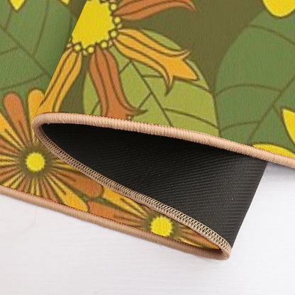 Orange, Brown, Yellow And Green Retro Daisy Pattern Durable Bath Mat