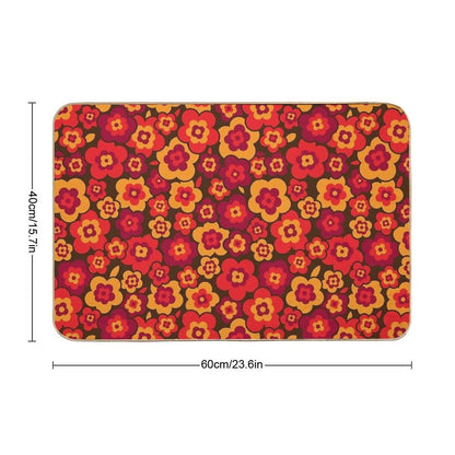 Retro Vintage Orange Poppies  Anti-Trip Bath Mat