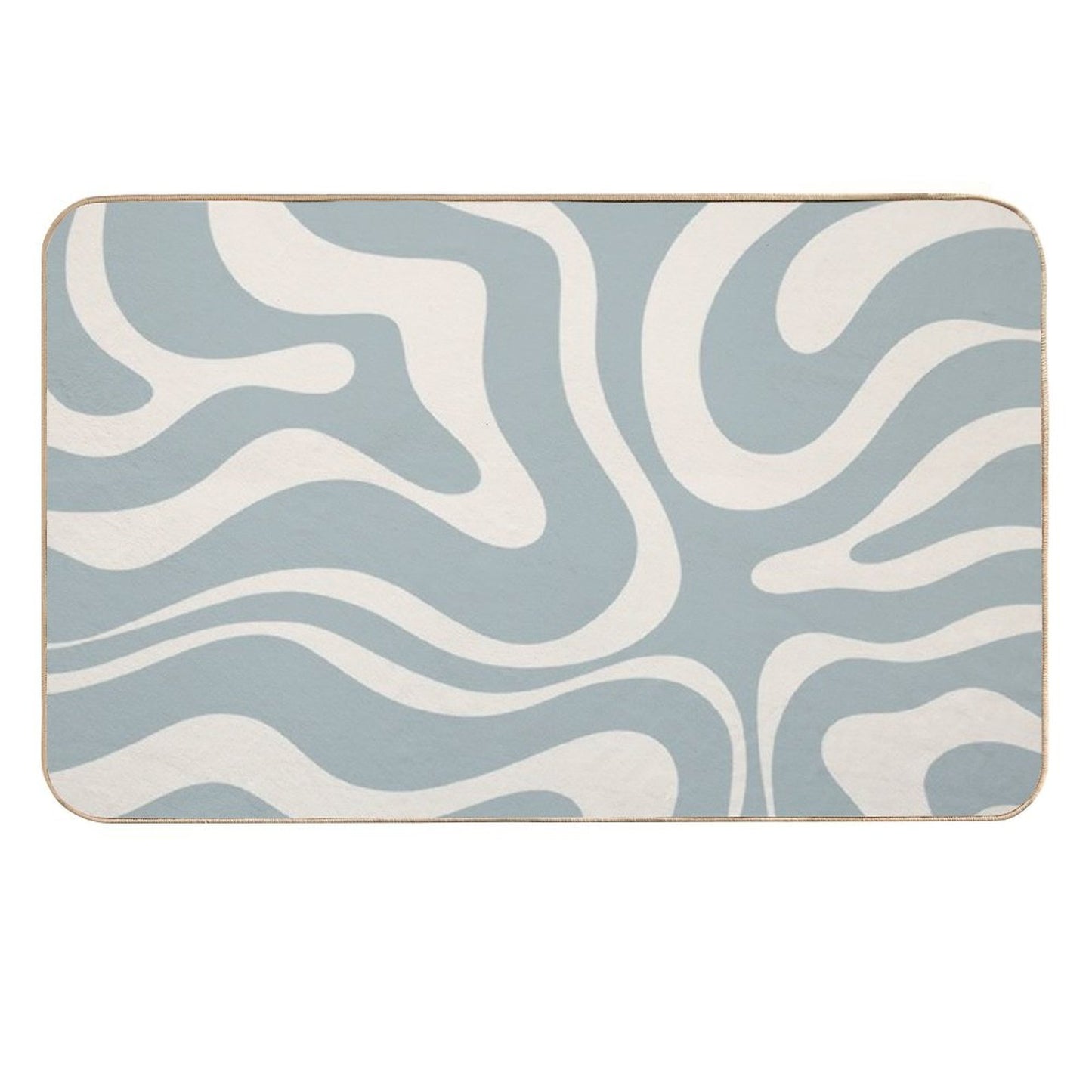 Liquid Swirl Abstract Pattern in Cream And Light Blue-Grey  Anti-Trip Bath Mat