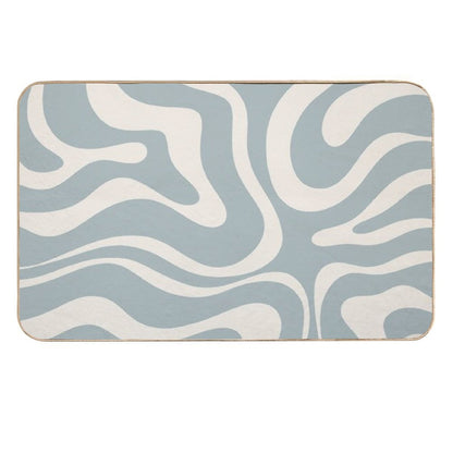 Liquid Swirl Abstract Pattern in Cream And Light Blue-Grey  Anti-Trip Bath Mat